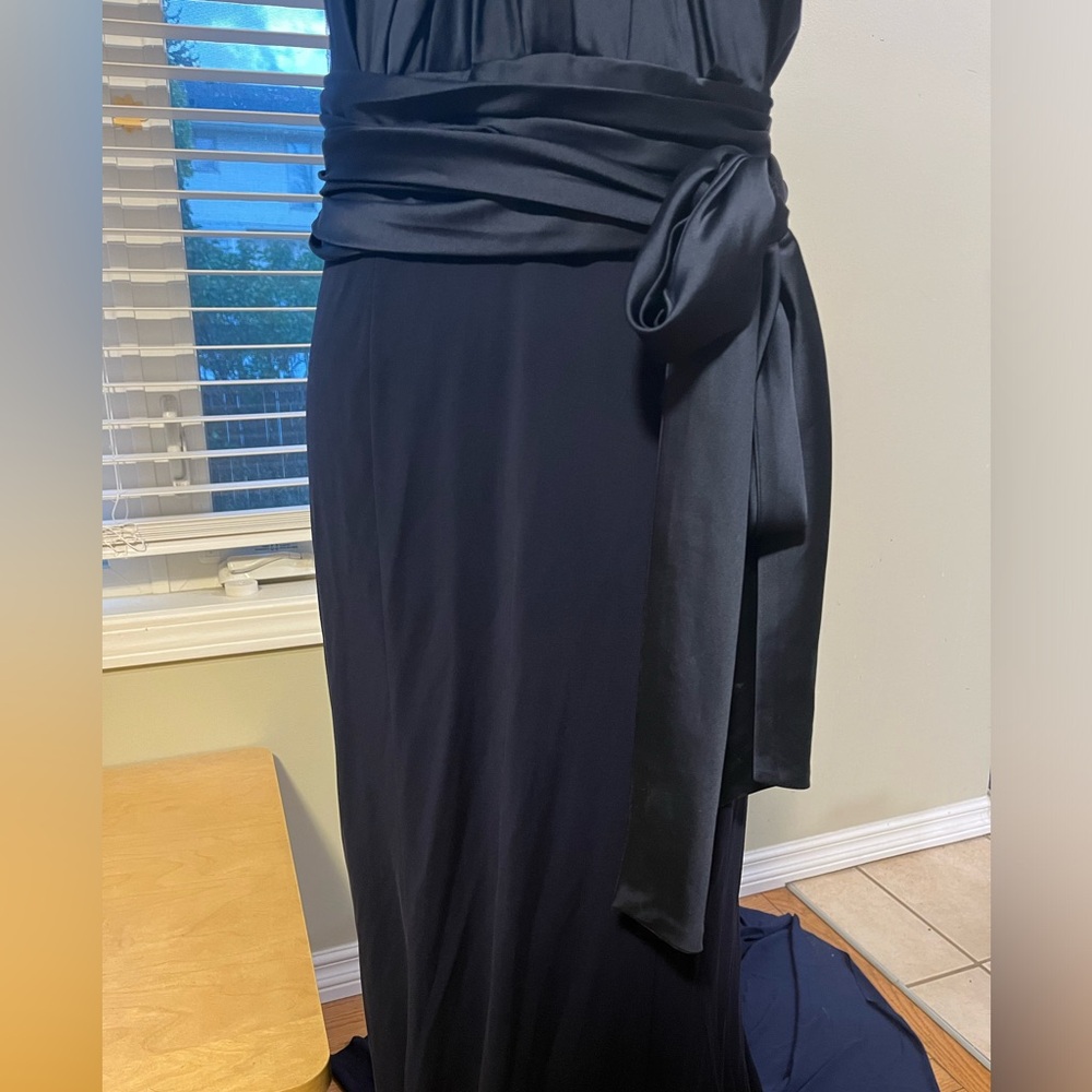 [12]Vera Wang Blue Bride Gown Wedding Party Dress with a Train Satin - Picture 4 of 8